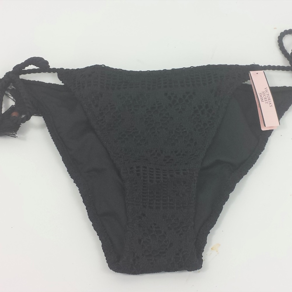 Victoria's Secret  Black Lace Crochet String Swim